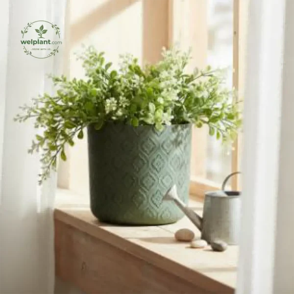 Diamond Embossed Decorative Planters - Elegant Patterned Decor Pots