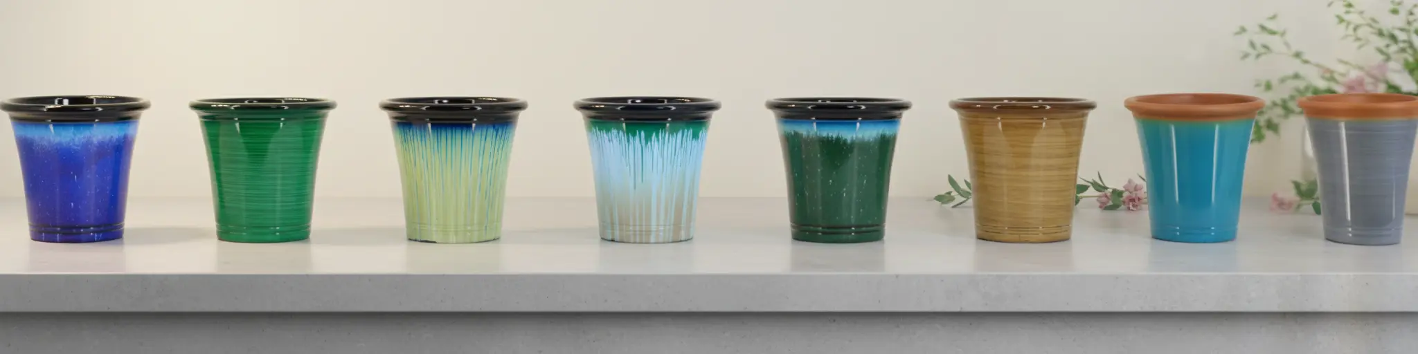 Artisan Glazed Tapered Planters