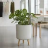 Nordic Elevated Planters - Stone Texture with Wooden Legs
