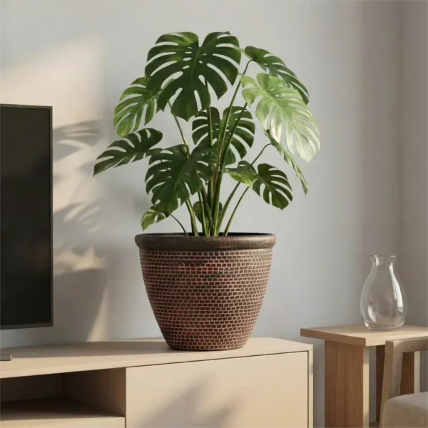 Leaf-Weave Textured Planters - Nature-Inspired Decorative Pots