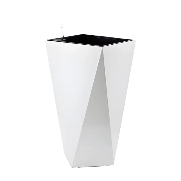 Modern Geometric pot white Self‑Watering Painted Pot Series – Modern Geometric Indoor & Outdoor Planters with Built‑In Water Reservoir