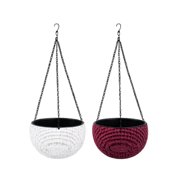 Decorative Plastic Pots hanging pots Round Woven Planter Series | Rattan‑Style Decorative Plastic Pots