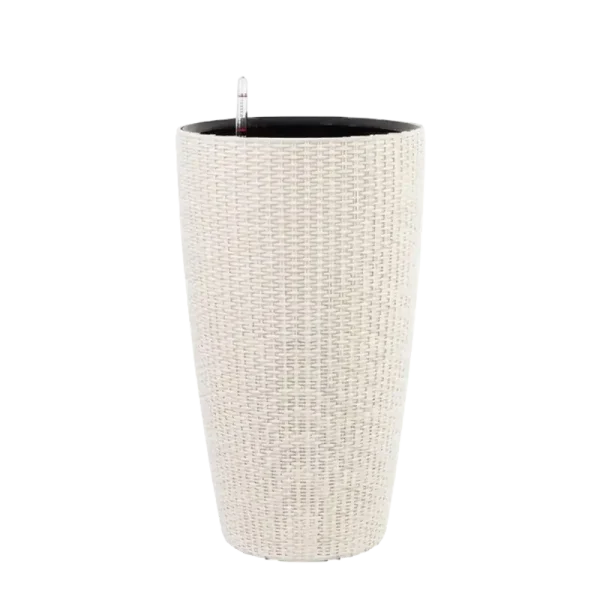 Round Woven Planter Round Woven Plastic Planter | Tall Rattan‑Style Decorative Pot