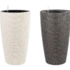 Round Woven Plastic Planter | Tall Rattan‑Style Decorative Pot