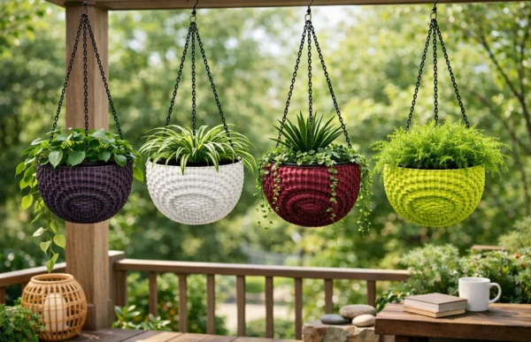 Round Woven Planter Series | Rattan‑Style Decorative Plastic Pots