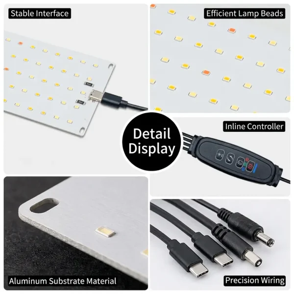 12V Full Spectrum PCB LED Grow Light System for Indoor Plant Stands & Cabinets (1-Board to 4-Board Combinations, Inline Timer, 3000K/6500K/630nm Red)