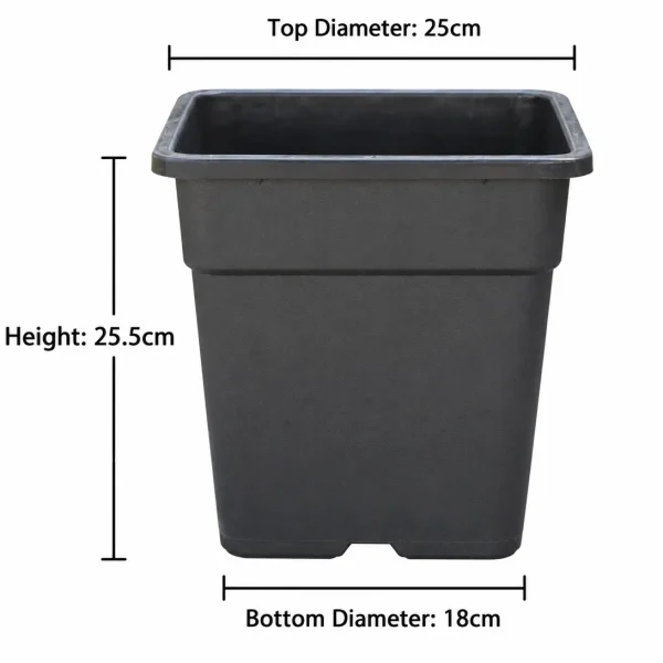 Heavy Duty Square Plastic Gallon Nursery Pots (1 Gal to 10 Gal)