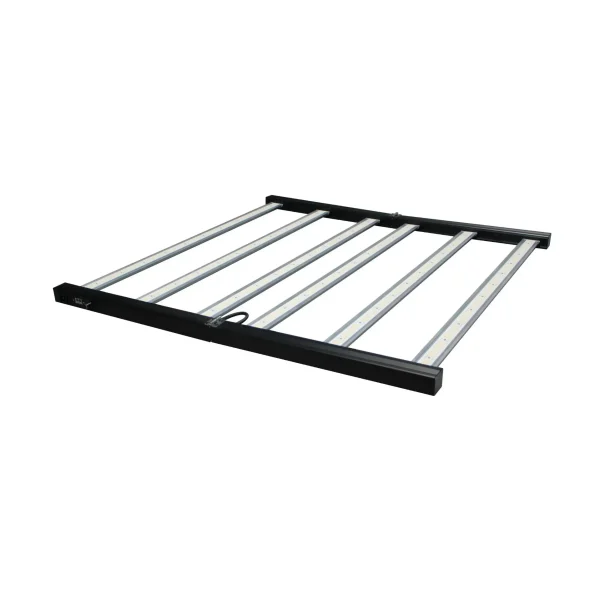 720W 180-degree foldable 6-bar LED grow light fixture in black aluminum housing with full spectrum diodes