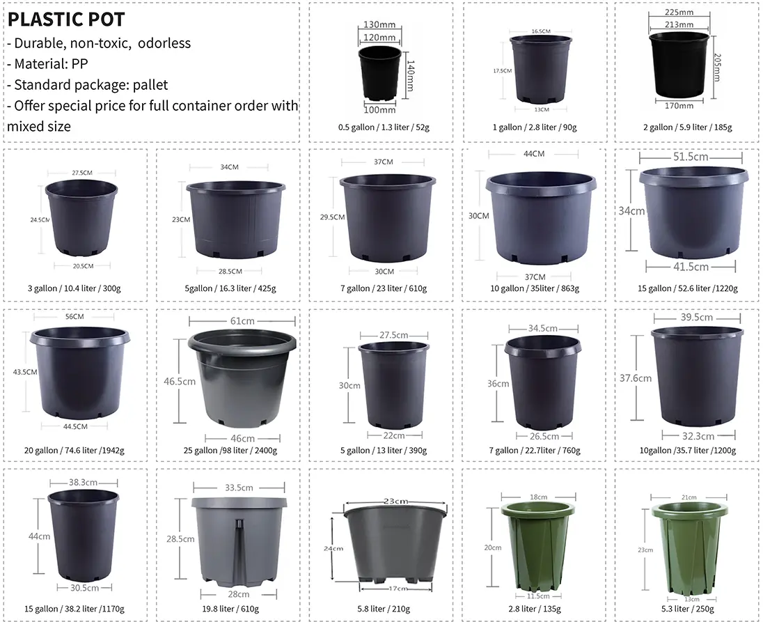 Plastic Pot Flower Pot dimensions