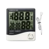 Digital indoor thermometer hygrometer with large LCD display showing real time temperature humidity and clock