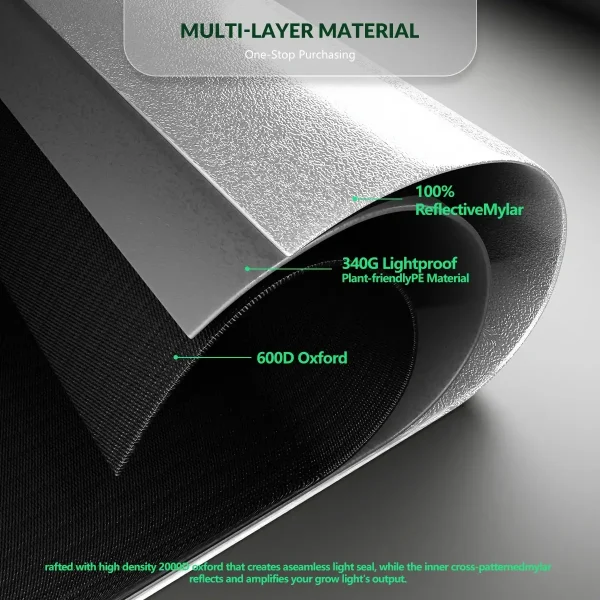 10x10ft Grow Tent 300x300x200cm High-Yield 600D Oxford Fabric Indoor Hydroponics Growing Tent