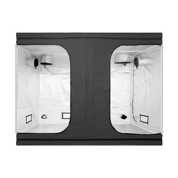 heavy-duty-black-indoor-grow-tent Heavy duty black indoor grow tent interior featuring diamond reflective Mylar and duct ports