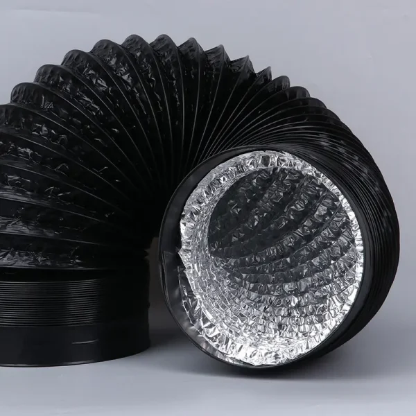 PVC Combi Flexible Ducting Heavy Duty Dual Layer Air Duct Hose Gray Black 4 6 8 10 12 14 Inch