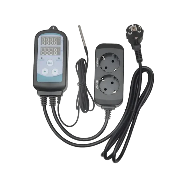 digital temperature controller 2000w TC-0001 dual relay digital temperature controller with socket outlet and waterproof NTC probe