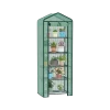 5 tier portable mini greenhouse with green reinforced PE cover and roll up zippered door